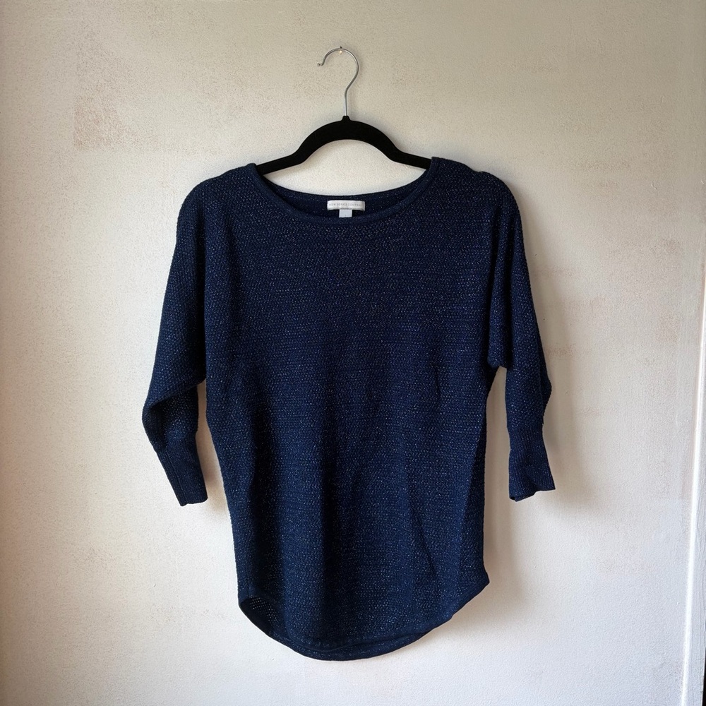 Navy Sparkle Knit Pullover Sweater Size Small